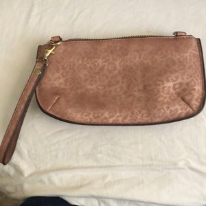 Joy Susan pink leopard wristlet